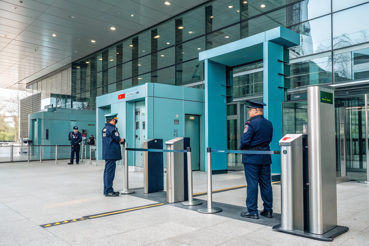 Security screening at a government facility entrance